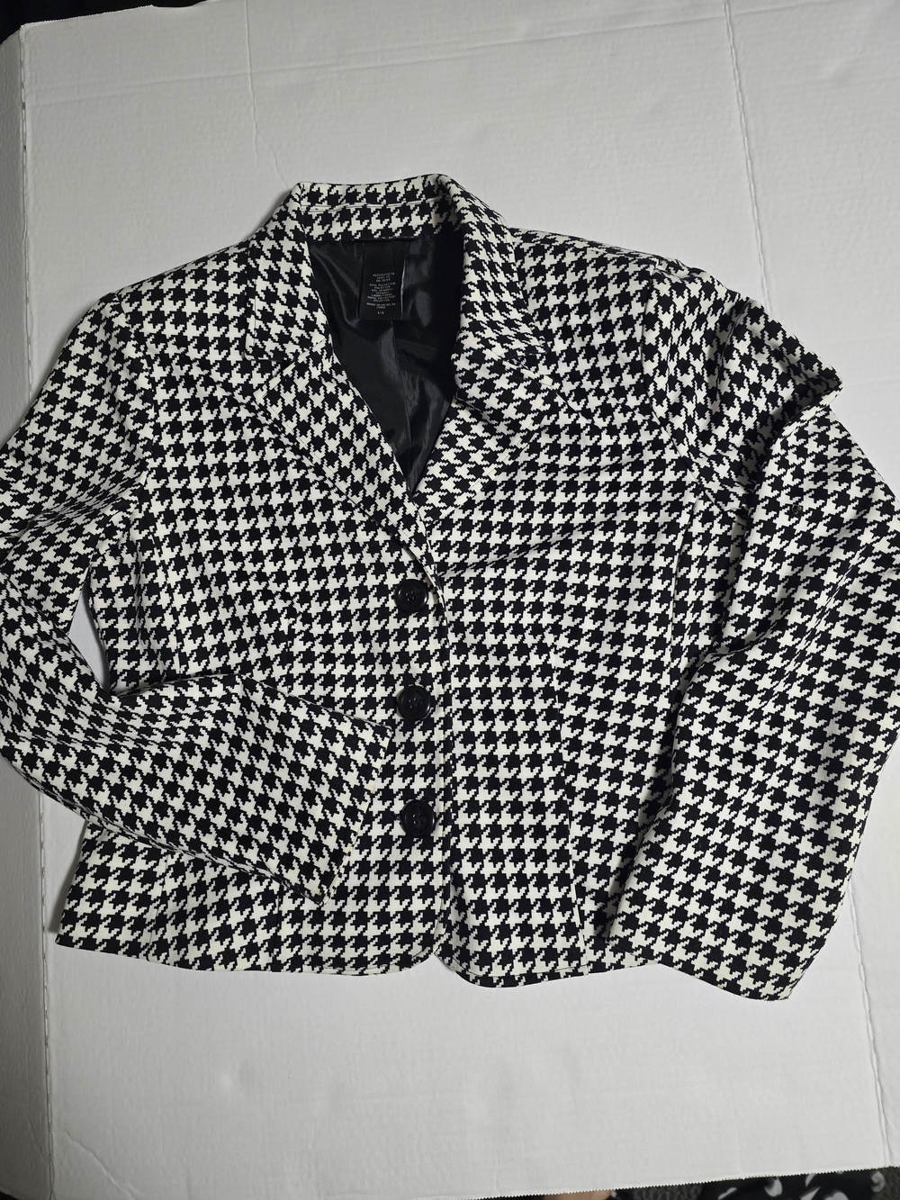 Metaphor Black and White Houndstooth Tailored Blazer